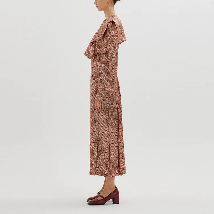 EENK Long-Sleeved Dresses Women's Red-4