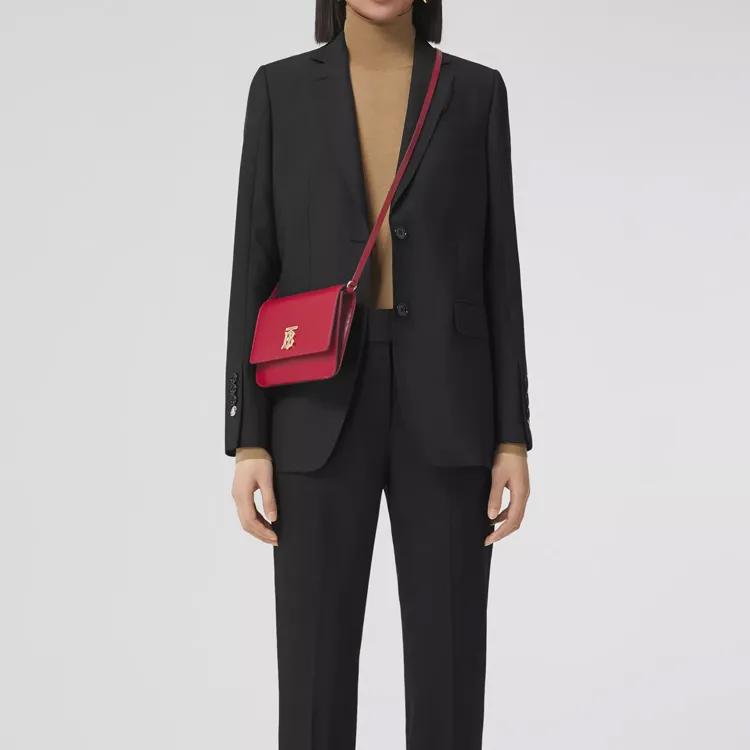 Burberry Cow Leather Crossbody Bag Mini Women's Red-5