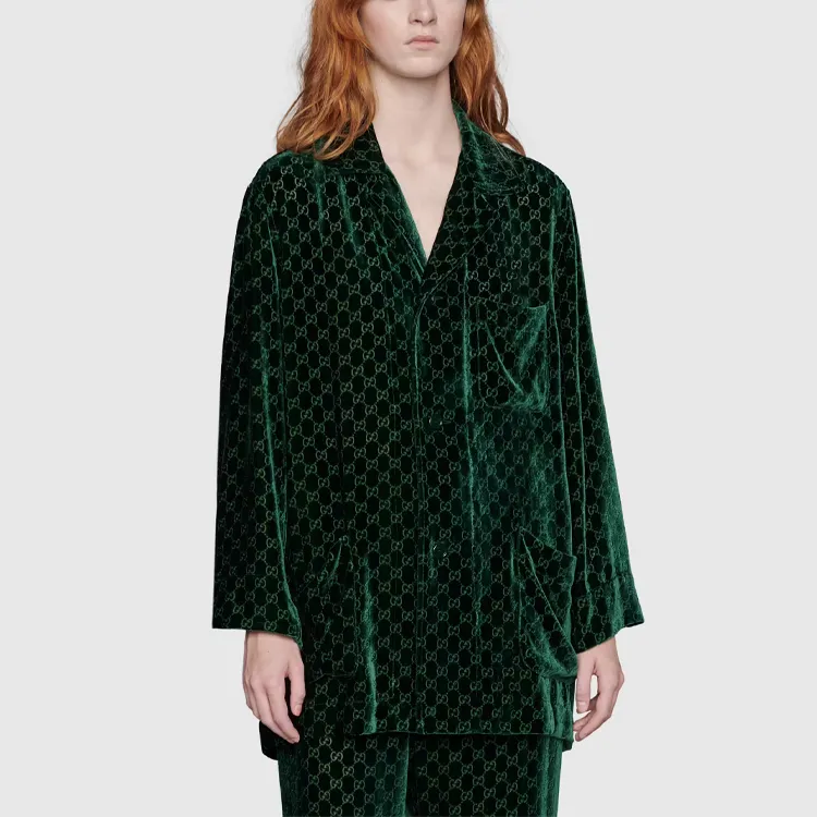 GUCCI GG-jacquard Velvet Shirt-3