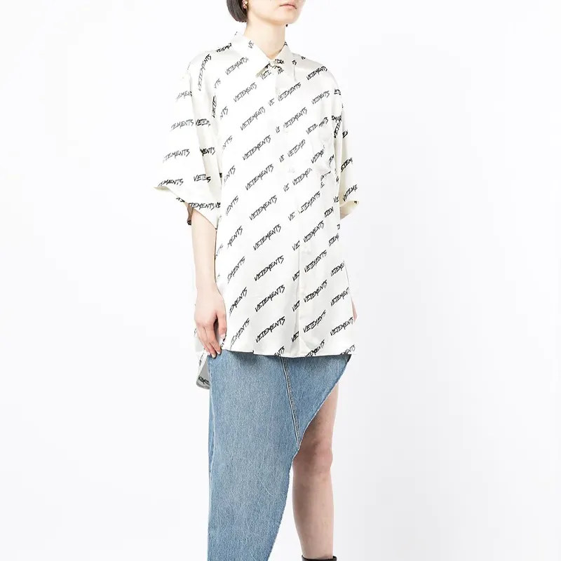 Vetements Monogram Fluid Shirt 'White/Black'-2