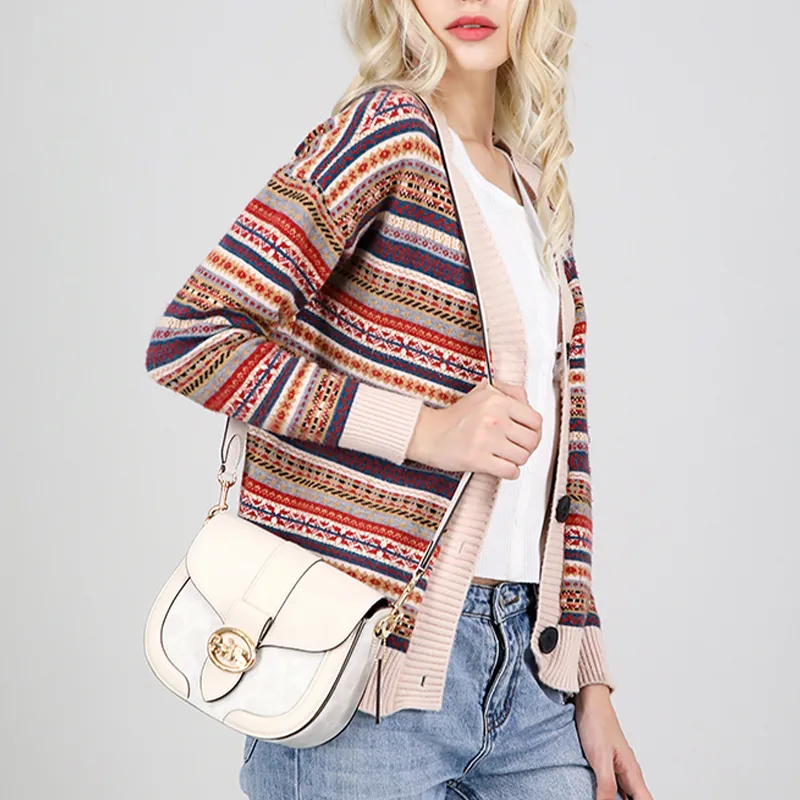 COACH Georgie Canvas With Leather Bacchus Bag Shoulder Bag Saddle Bag Crossbody Bag Small Size Women's Ecru-2