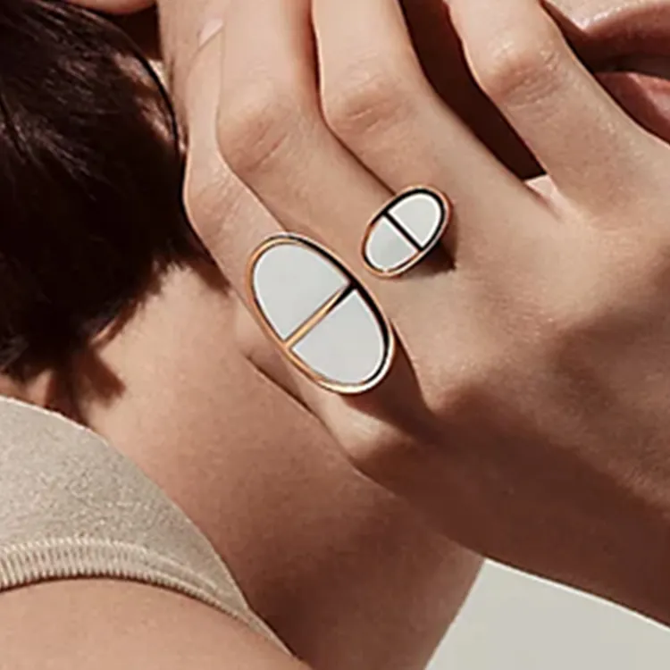 HERMES Chaine D'ancre Verso Rings Women's Rose Gold-1