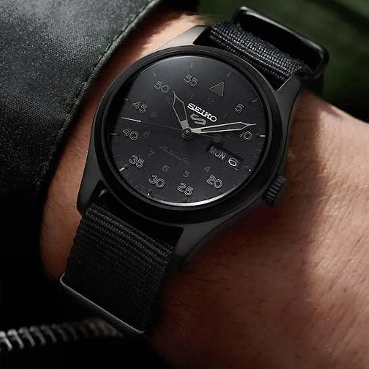 SEIKO Automatic Mechanical Movement Nylon Strap Watch 39mm Men's Watches Black Dial SRPJ11K-4