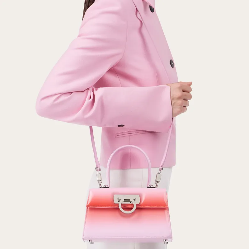 FERRAGAMO Calfskin Shoulder Bag, Crossbody Bag, Handbag Trumpets Women's Pink/Red-6