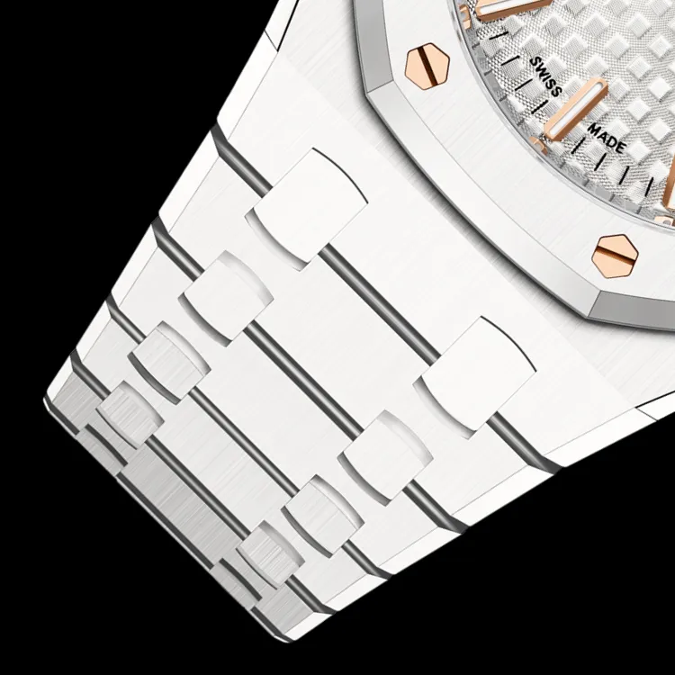 AUDEMARS PIGUET ROYAL OAK Collection Automatic Mechanical Movement Women's Watch 34mm Silver Dial Ceramic Watch Case-3