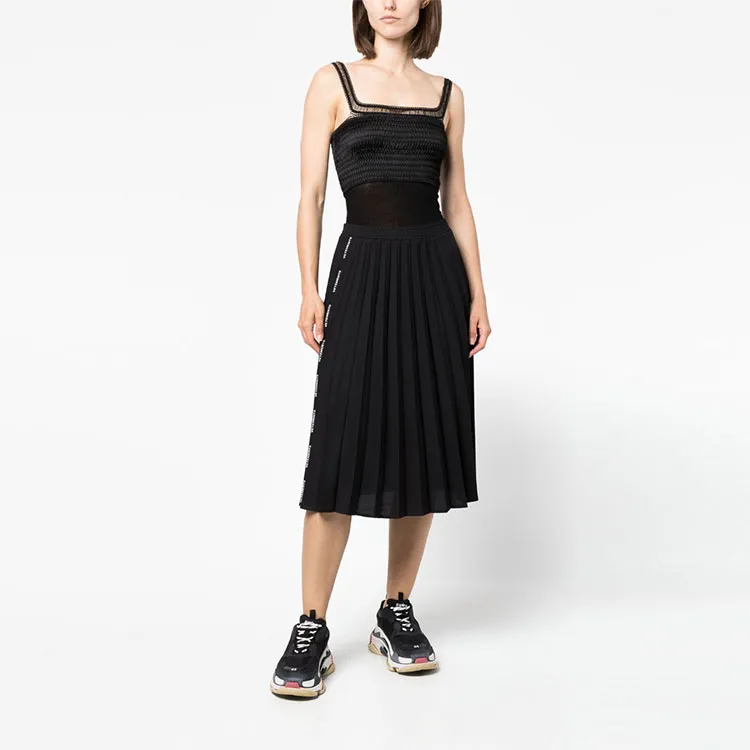 Vetements Plissee Logo Skirt 'Black'-2
