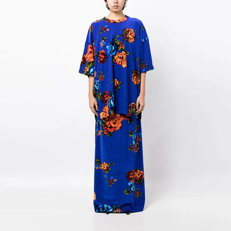 Vetements Floral print Velvet Maxi Skirt-1