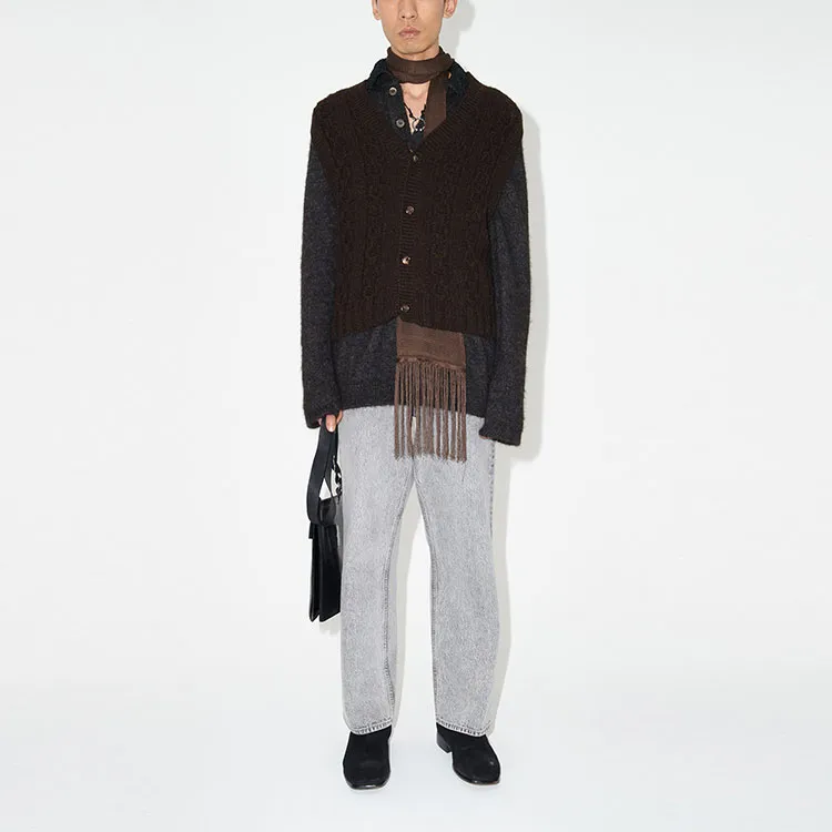 OUR LEGACY V-neck Wool Cable-knit Vest-1