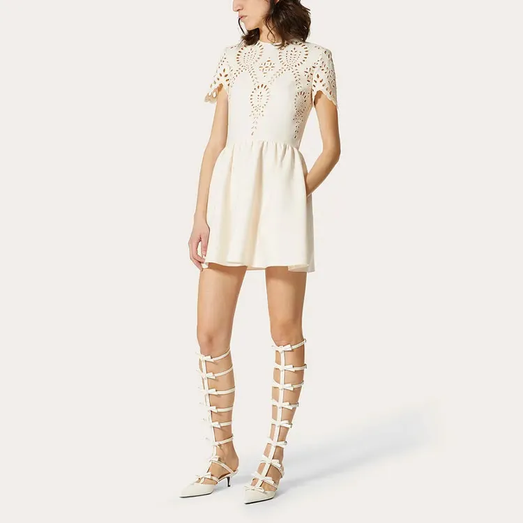 Valentino Short Sleeved Dresses Women's White-1