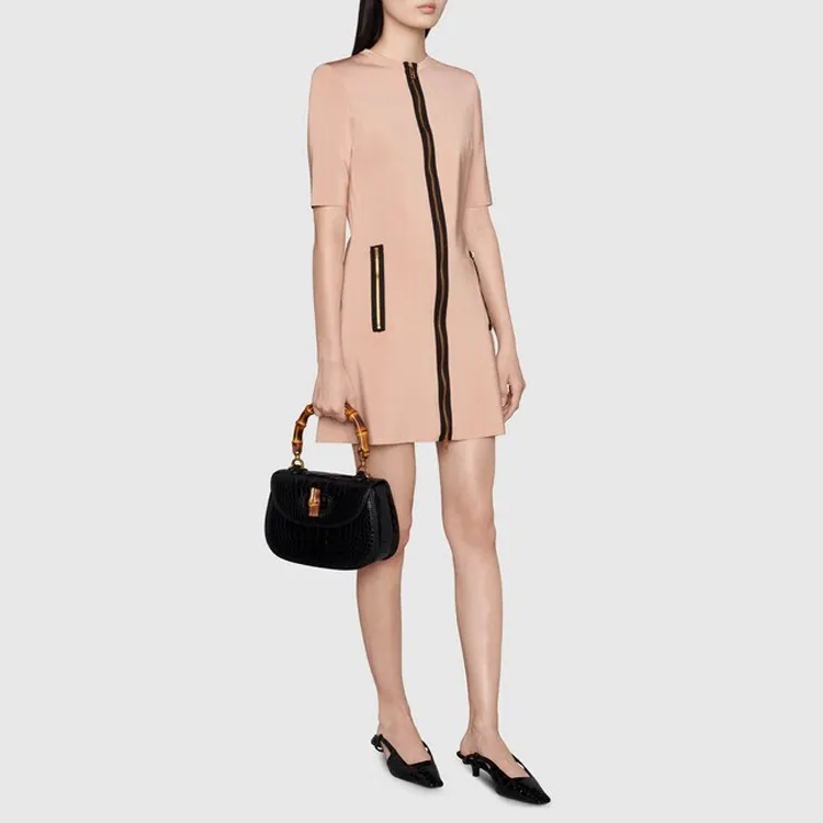 GUCCI Short Sleeved Dresses Women's Beige-1