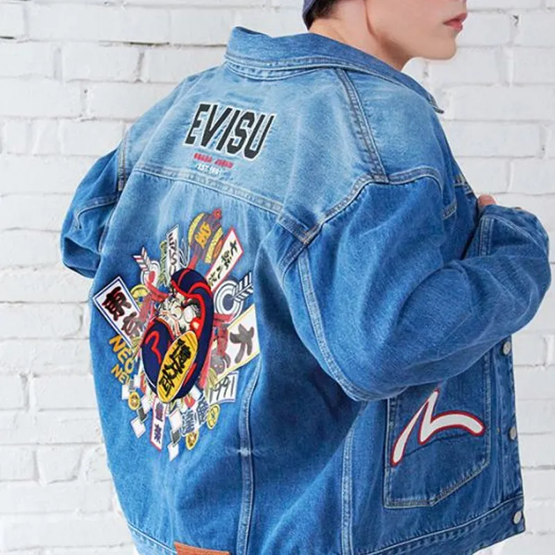 EVISU Denim Jackets Men Denim Blue-4