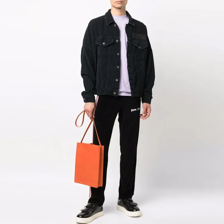PALM ANGELS FW21 Corduroy Logo Denim Jacket Black-2
