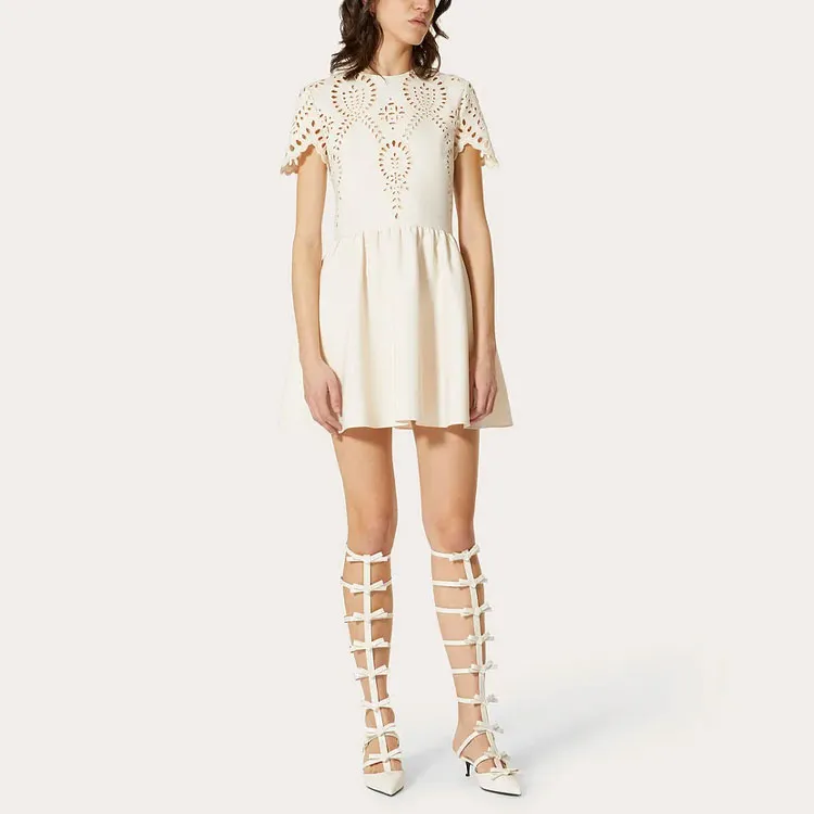 Valentino Short Sleeved Dresses Women's White-2