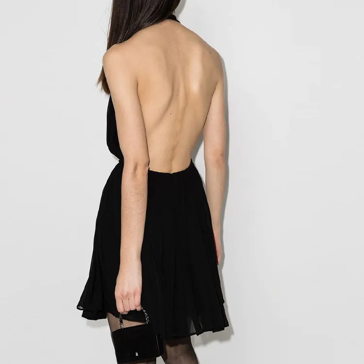 SAINT LAURENT Gathered Open Back Dress-2
