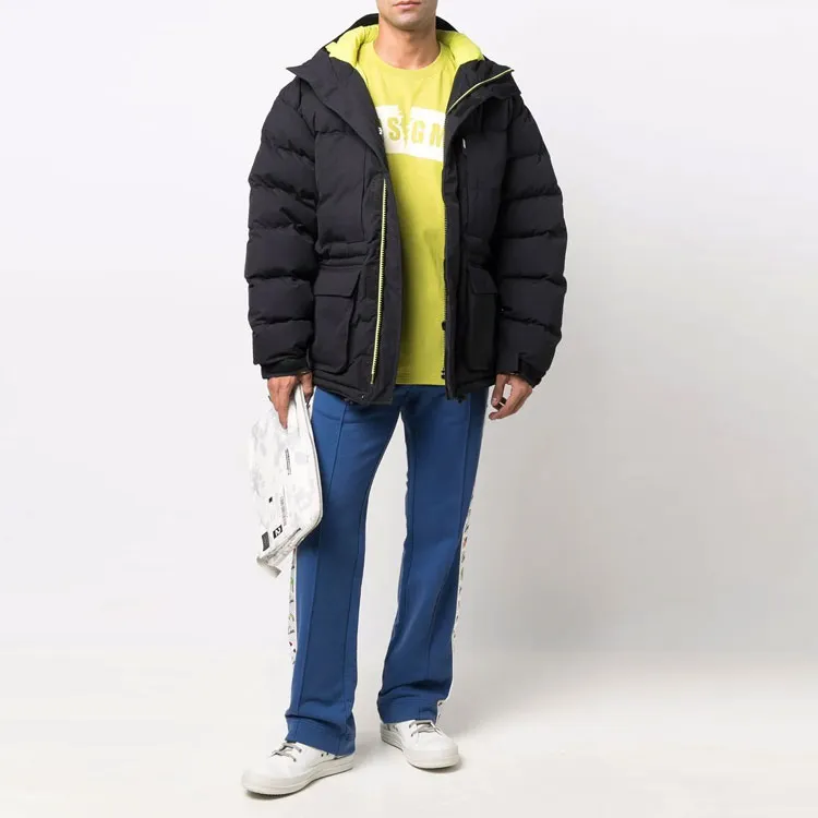 MSGM FW21 Solid Color Hooded Puffer Jacket Men's Navy Blue-1