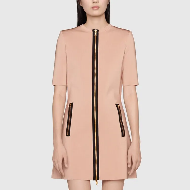 GUCCI Short Sleeved Dresses Women's Beige-2