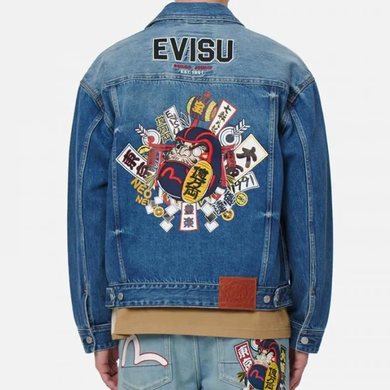 EVISU Denim Jackets Men Denim Blue-3