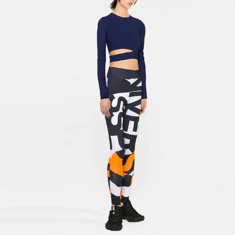 Burberry High Waisted Graphic Print Leggings Black/White/Orange-3