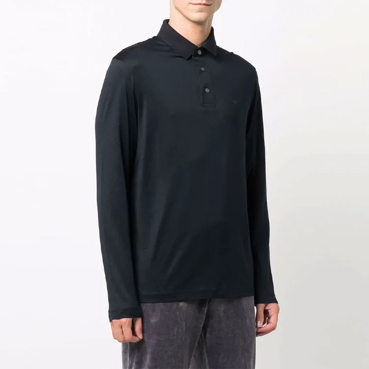 EMPORIO ARMANI Logo Detailed Long Sleeved Polo Shirt-2