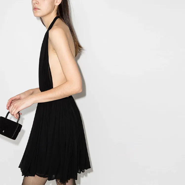 SAINT LAURENT Gathered Open Back Dress-3