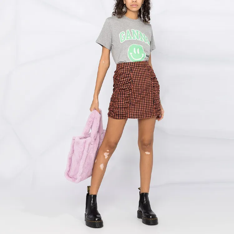 GANNI Casual Short Skirts Women's Brown-3