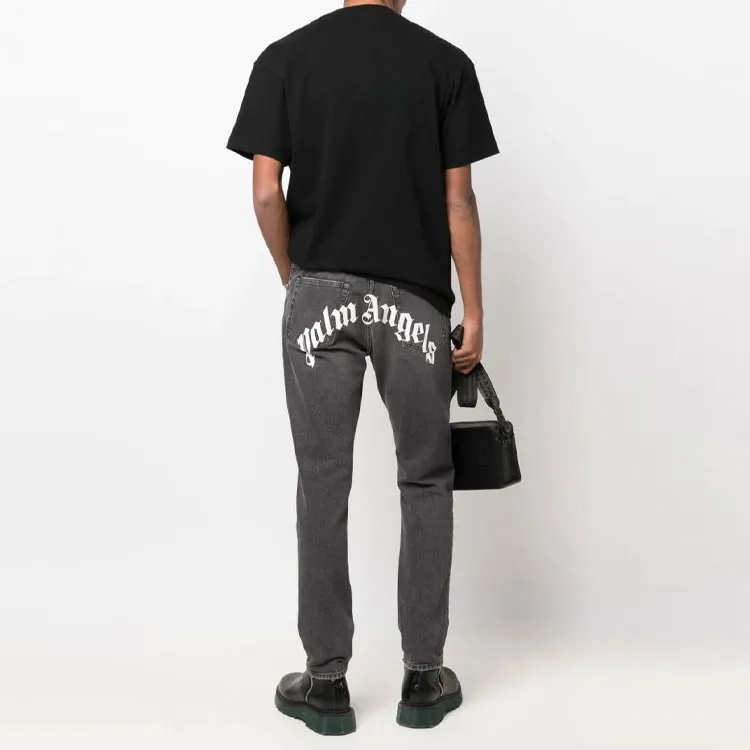 PALM ANGELS Logo Denim Straight Leg Jeans-1