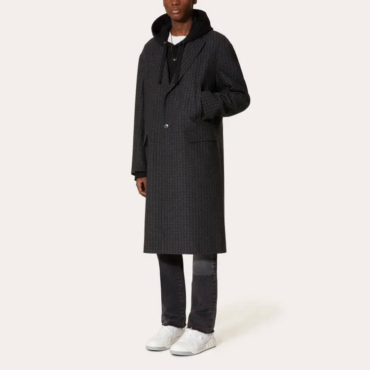 Valentino Optical Motif Single Breasted Coat-1