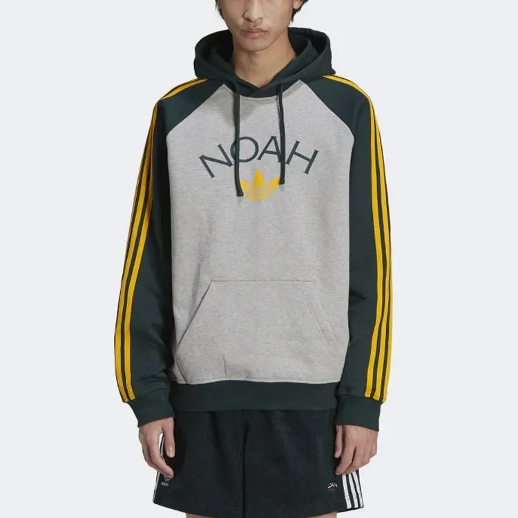 Adidas X Noah 3S Hoody 'Medium Grey Heather/Green Night'-3
