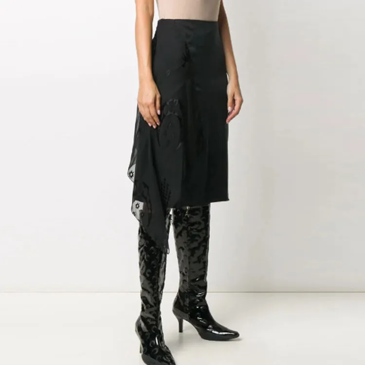 Marine Serre Casual Long Skirts Women's Black-2