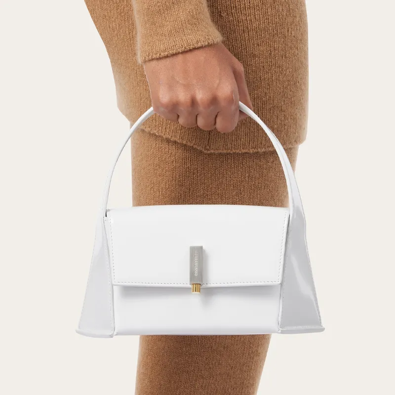 FERRAGAMO Brushed Cow Leather Handbag, Shoulder Bag Trumpets Women's White-7