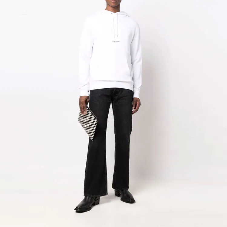 SAINT LAURENT Logo Printed Drawstring Hoodie-2
