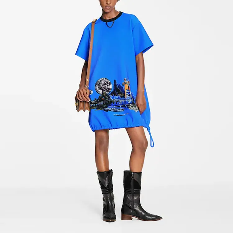 LOUIS VUITTON Cosmic Motel Print Balloon T Shirt Dress-1