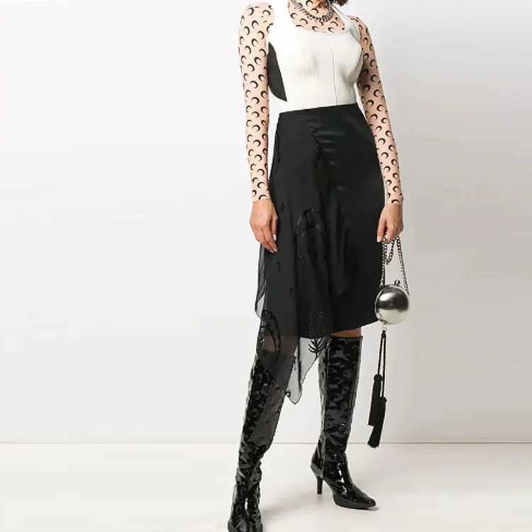 Marine Serre Casual Long Skirts Women's Black-1