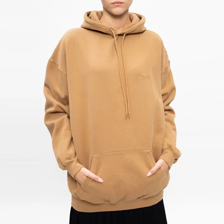 Balenciaga Logo Hoodie 'Brown'-3