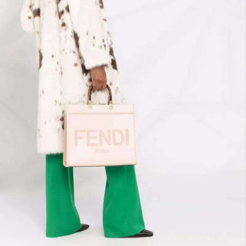 FENDI Leather Sunlight Bag Tote Bag Shopping Bag Shoulder Bag Crossbody Bag Handbag Medium Size Women's Pink-4