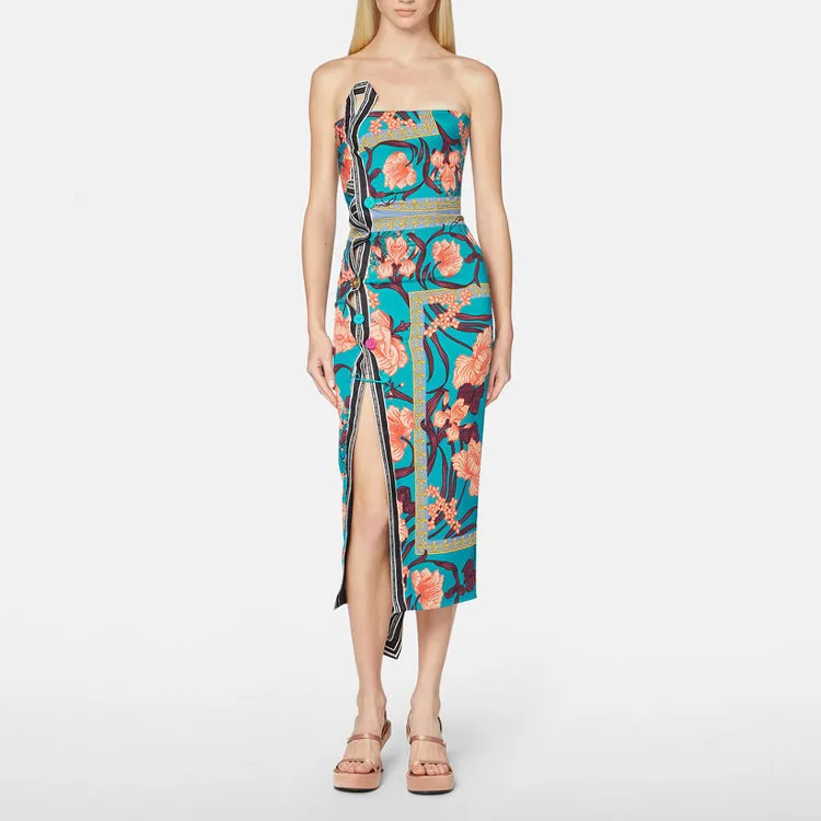 VERSACE Sleeveless Dresses Women's Blue-1