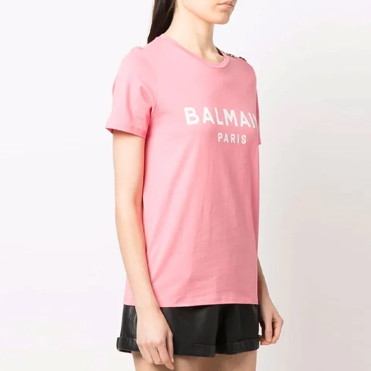 BALMAIN Regular T Shirt Women's Pink-3