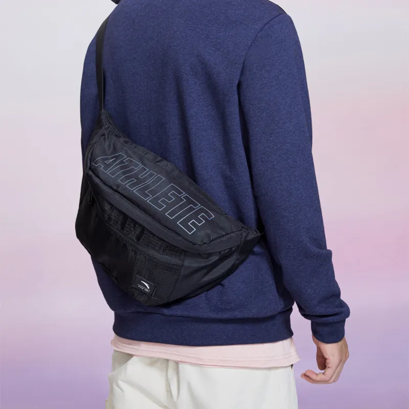 Anta Polyester Sling Bag, Fanny Pack Regular Unisex Black-2