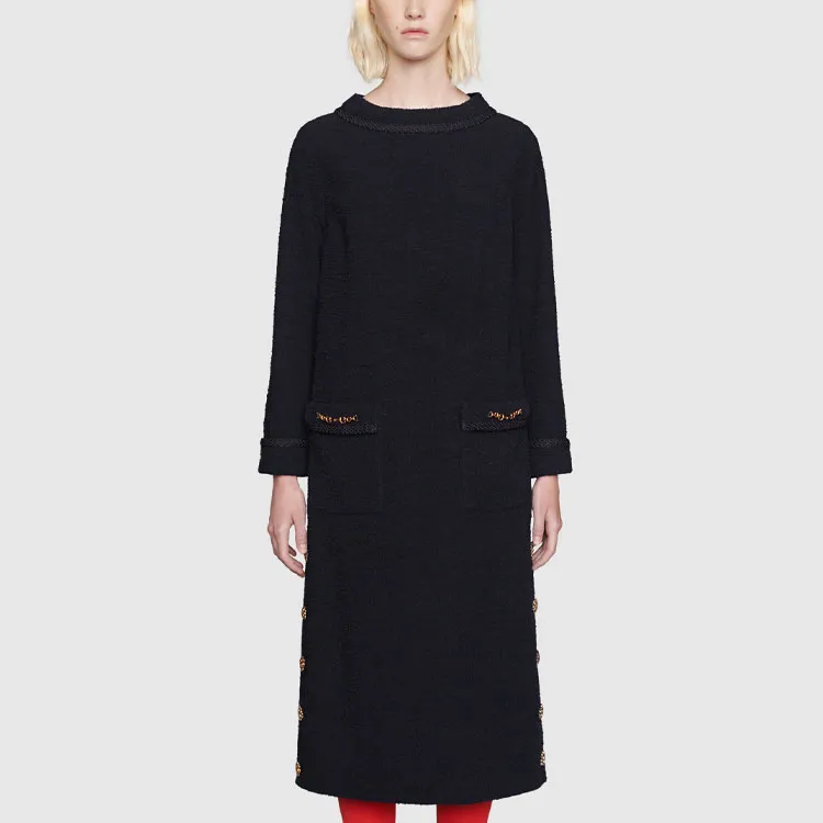 GUCCI Long Sleeved Dresses Women's Dark Blue-1