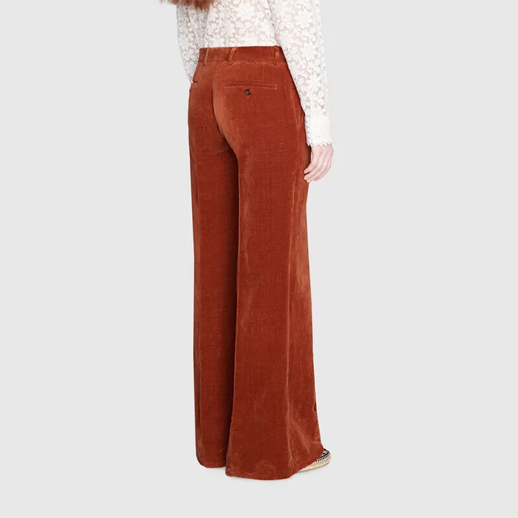 GUCCI Velvet Flared Leg Pants-3