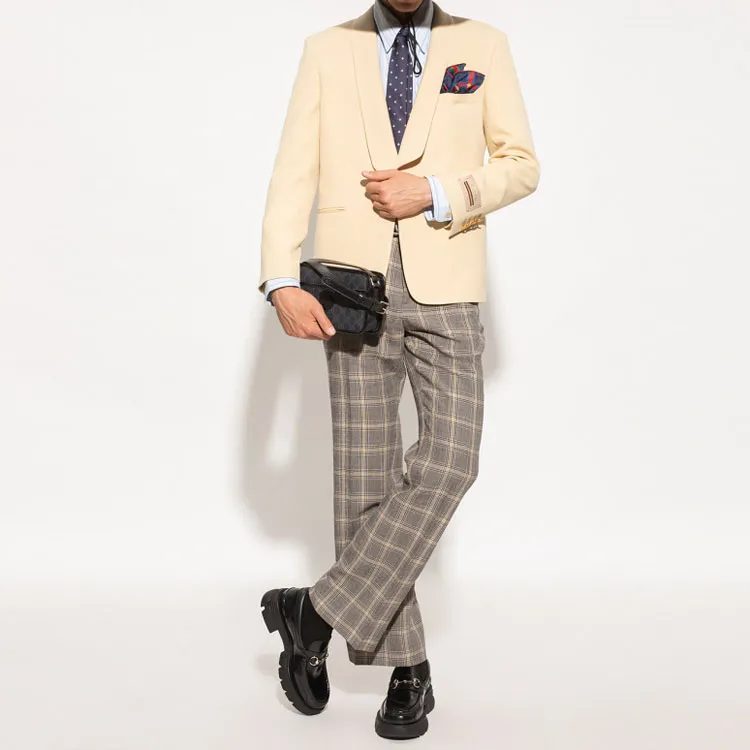 GUCCI Checkered Straight Leg Trousers-2
