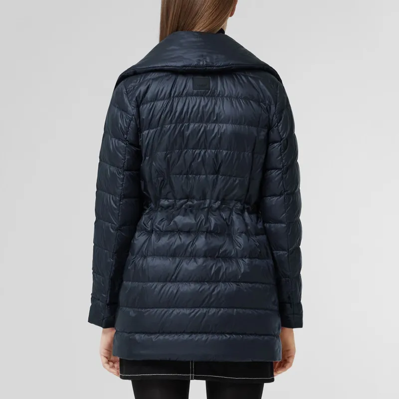 Burberry Solid Color Lapel Mid-Length Down Jacket Women's Midnight Blue-4