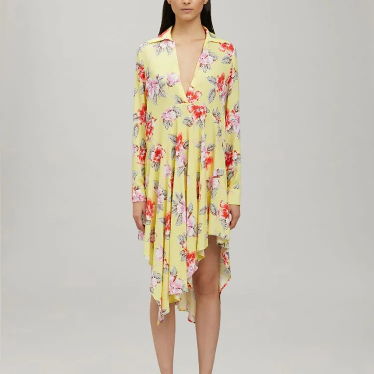 PALM ANGELS Floral Printed Asymmetric Hem Dress Multi-1