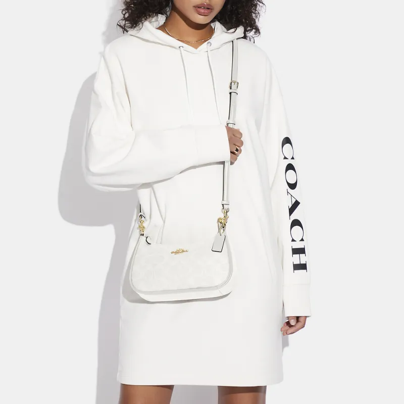 COACH Teri 25 Monogram Shoulder Bag Medium Women's White-3