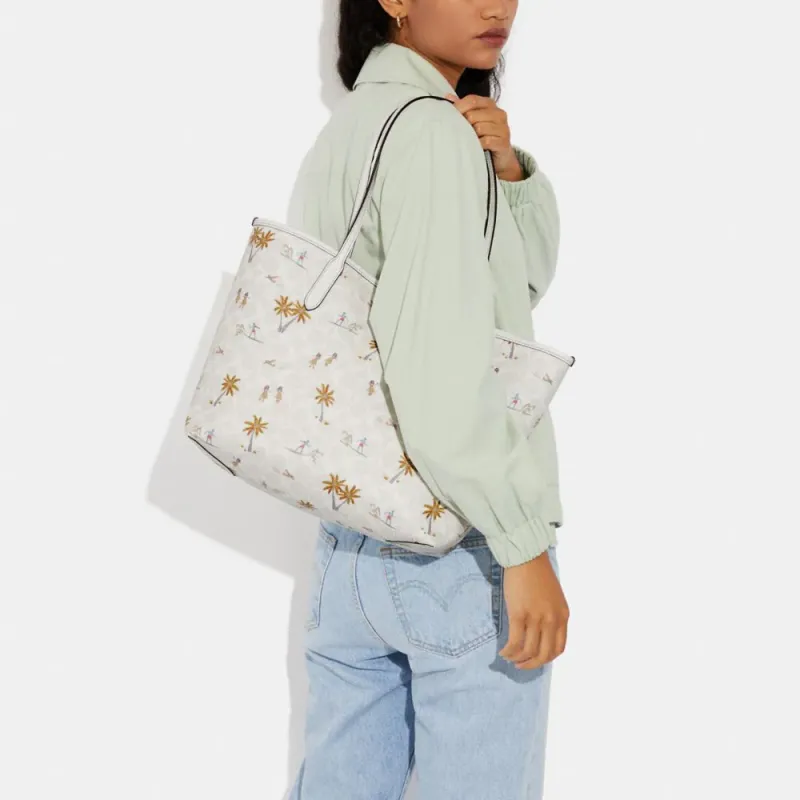 COACH City Leather Tote Bag, Shopping Bag, Tote Handbag, Shoulder Bag Women's White-3