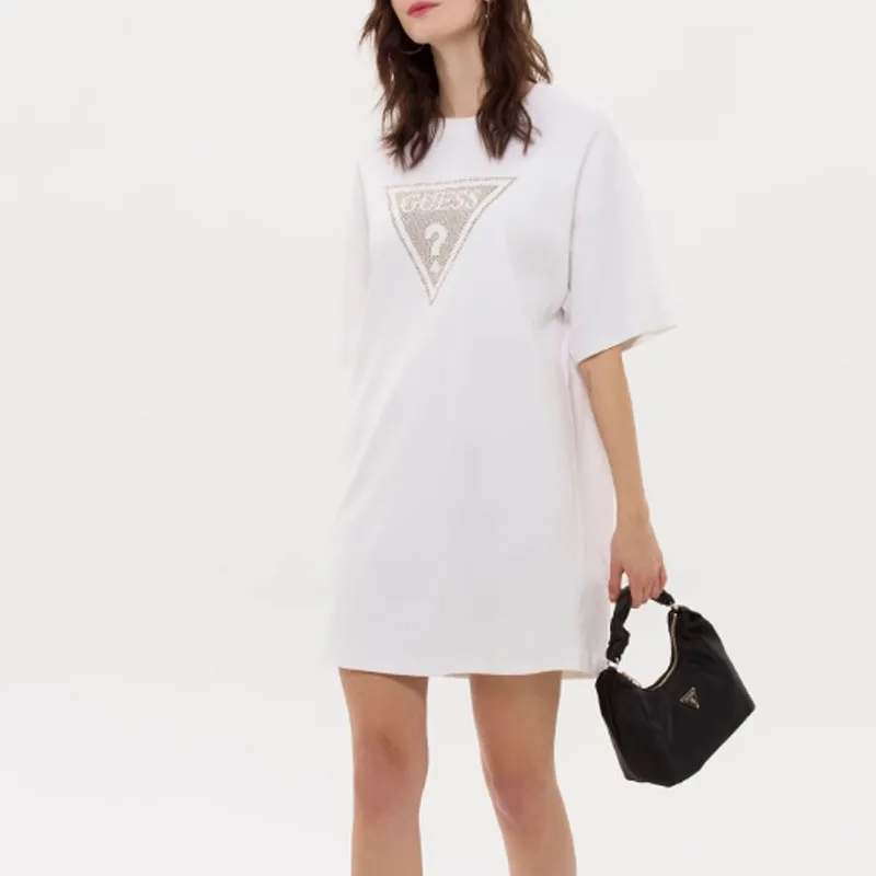 GUESS Short Sleeved Dresses Women's Optical White-2