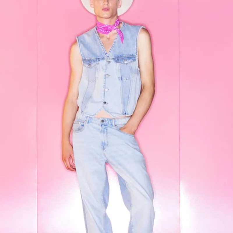 Barbie X ZARA X Barbie Co brand Tank Tops Men Blue-2