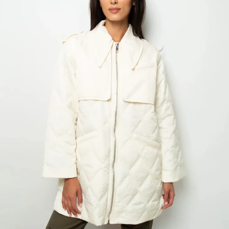 GANNI Kalamata Quilt Midi Jacket 'Egret'-1