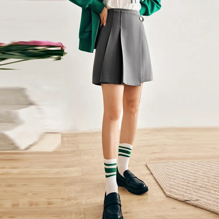 Olrain Casual Short Skirts Women's Gray-5