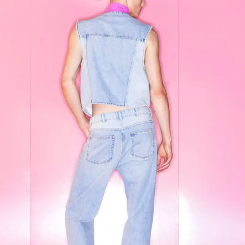Barbie X ZARA X Barbie Co brand Tank Tops Men Blue-4